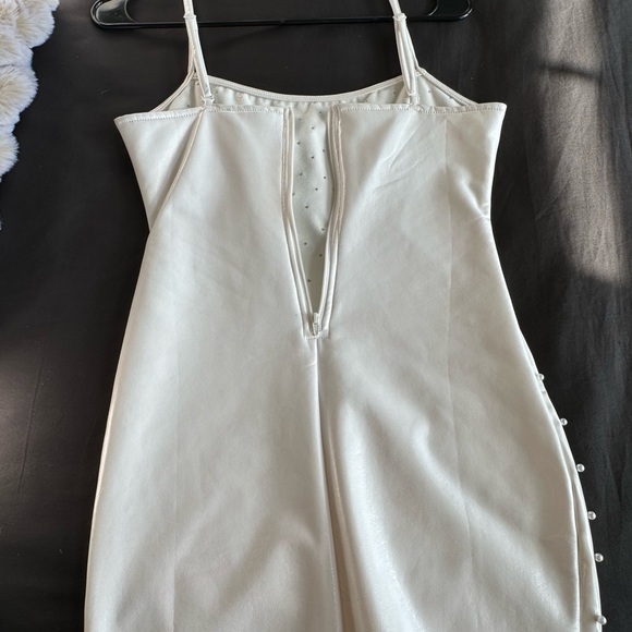 White faux leather pearl mini dress - Picture 3 of 6